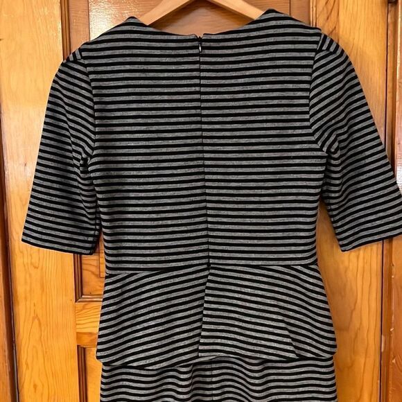 Gabby Skye Grey Black Stripes Half Sleeve Professional Dress 4 - Picture 6 of 9